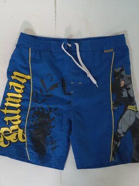 Vintage Batman Swim Trunks Boys Size 5 DC Comics Blue Y2K